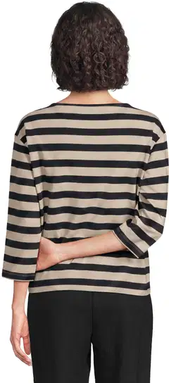 House naisten raidallinen trikoopusero venepääntiellä Rosy - Black&Taupe stripe - 4