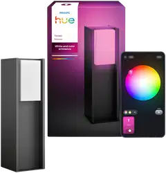 Philips Hue Turaco -pylväsvalaisin 8.1W 1000-20000K 1100LM anthracite säädettävä lämpimästä viileään - 1