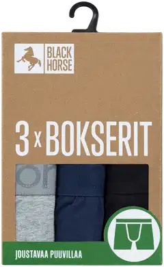 Black Horse miesten bokserit 3-pack I157 - GreyMel-Navy-Black - 3