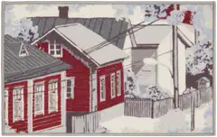 Vallila Naapurusto kynnysmatto 50x80 cm punavalkoinen - 1