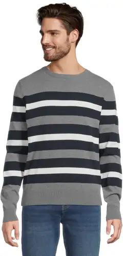House miesten raidallinen neulepusero 195H032605 - Grey-black-white stripe - 1