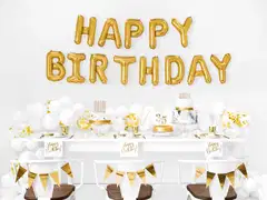 Ilmapallokeskus Happy Birthday foliopallosetti kullanvärinen - 2