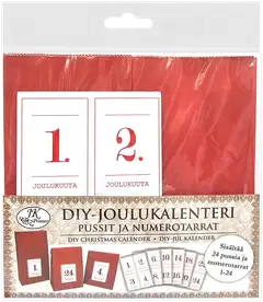 J.K. Primeco DIY-Joulukalenteri Pussit ja numerotarrat punavalkoinen 24kpl - 1