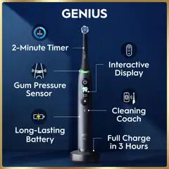 Oral-B iO9 -sähköhammasharja, Giftset, Musta, 4 vaihtoharjaa, Lataava matkakotelo - 3