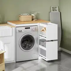 SoBuy pesukonekaappi valkoinen BZR223-WN - 4