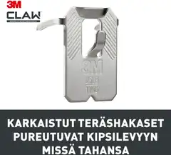 3M CLAW™-taulukoukku kipsilevylle, 11 kg 3PH11-2UKN, 2 ripustuskoukkua - 4