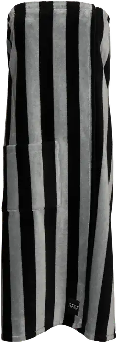 Ratia naisten kietaisupyyhe Raita velour 100x150 cm musta/harmaa - 1