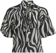 WKLY. Naisten kusosillinen pusero, rusetti ja pussihiha yksityiskohdat - Printet - 2