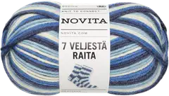 Novita lanka 7 Veljestä Raita 100g sinitaivas 984 - 1