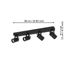 EGLO Spottivalaisin 4-os  Sorego led 4x3W 58x10x12cm musta - 3