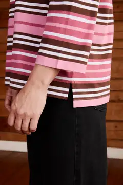 Reino&Aino naisten raitapusero - pink stripe - 7