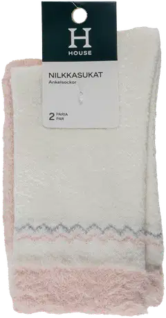 House naisten pehmeät sukat 214H322626 2-pack - Off white/pink - 2