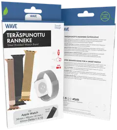 Wave Teräspunottu ranneke, Apple Watch 38mm / Apple Watch 40mm / Apple Watch 41mm / Apple Watch 42mm (Series 10 & Series 11), Musta - 5