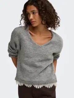 JDY naisten neule Jdystephanie - Light Grey Melange - 6