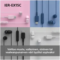 Sony langalliset nappikuulokkeet USB-C liitännällä IER‑EX15CL sininen - 7