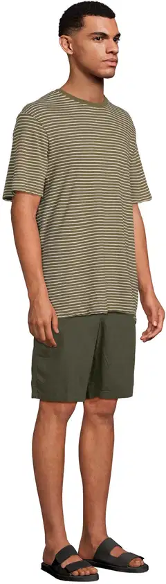 London Fog miesten t-paita pellavasekoitetta 195LF15266 - D.green striped - 4