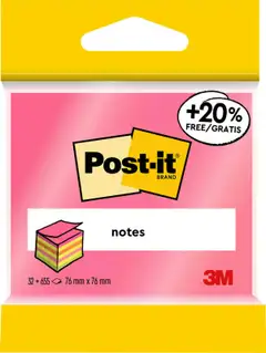 Post-it®-Viestilappukuutio, Vaaleanpunainen ja Keltainen, 76 mm x 76 mm - 1