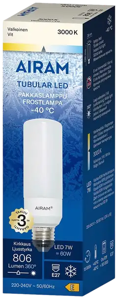 Airam Oiva tubular pakkaslamppu E27 3000K 806lm - 2