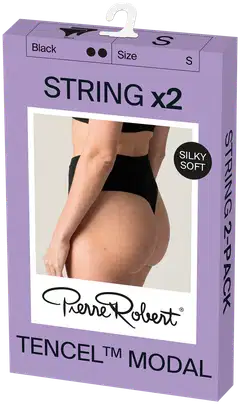 Pierre Robert naisten String Tencel Modal alushousut 2-pack - Black - 2