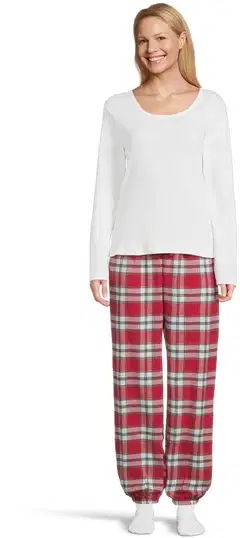 Actuelle naisten pyjama 212A382618 - White/ red check - 1