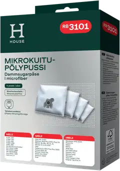 House RB3101 pölypussi 4 kpl + moottorisuodatin - 1