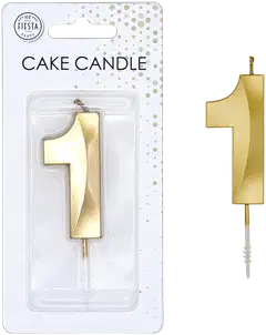 Kakkukynttilä 1 kultainen 6 cm - 1