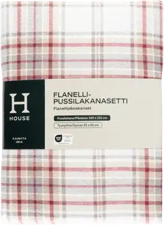 House flanellipussilakanasetti Check 150x210 cm burgundy - 3