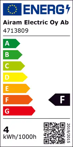 Airam Led kohde PAR16 fullglass 4W GU10 36D 390lm/750cd 2700K, blister - 3