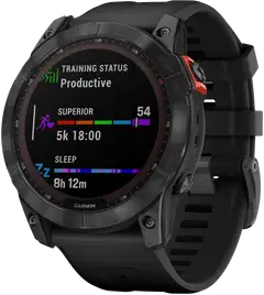 Garmin Fenix 7X Solar tummanharmaa/musta multisport GPS kello - 3