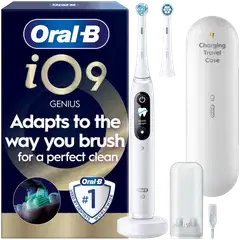 Oral-B iO9 White Alabaster sähköhammasharja + lataava matkakotelo + hammasharjateline + lisävaihtoharja - 1