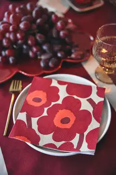 Marimekko Unikko punakerma lautasliina 20kpl/33cm - 2