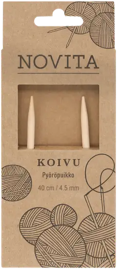 Novita pyöröpuikot 40 cm koivu 4.5 mm - 1