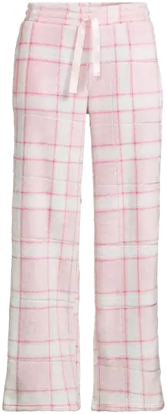 Actuelle naisten fleecehousut 212A382635 - Pink check - 2