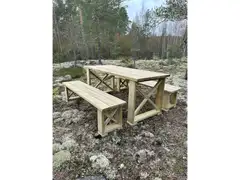 Tammiston Puu Ruska-ryhmä 170cm pöytä + 2-penkkiä, kestopuu vihreä - 3