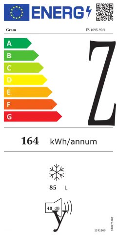 Gram pakastinkaappi FS 1095-90/1 valkoinen - 3