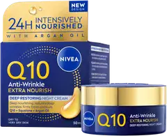 NIVEA 50ml Q10 Anti-Wrinkle Extra Nourish Deep Restoring Night Cream -yövoide - 2