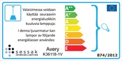 Sessak riippuvalaisin Avery valkoinen K36118-1V - 2