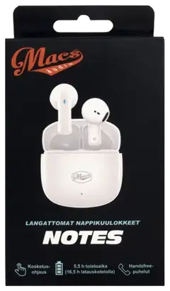 Macs Bluetooth nappikuulokkeet Notes valkoinen - 2