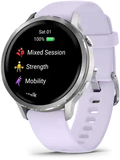 Garmin älykello Venu 4 – 41 mm, hopeanvärinen ja sinivioletti silikonihihna - 2