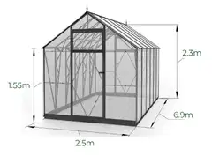 Ecoslider kasvihuone Lux 2.5 X 6.9 - 4