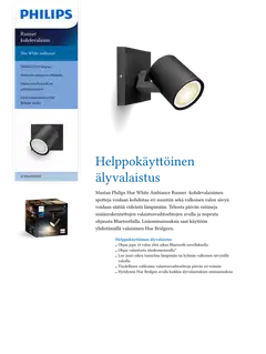 Philips Hue Runner -lisäkohdevalaisin 4.2W 2200-6500K 400LM musta - 2