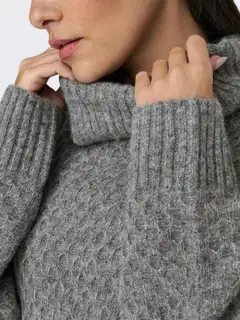 JDY naisten tyylikäs palmikoitu neulemekko Jdybigum - Medium Grey Melange - 8