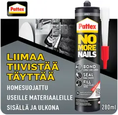 Pattex liimatiivistemassa 280ml NoMoreNails Bond-Seal-Fill harmaa - 2