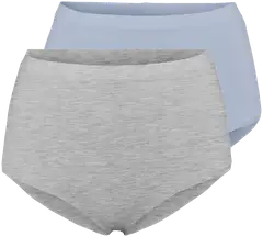Pierre Robert naisten High Waist puuvilla alushousut 2-pack - Grey Melange and Light Blue - 1