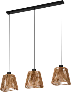 EGLO riippuvalaisin 3-os. Naturlavister E27 musta/ruskea - 1