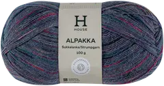 House sukkalanka Alpakka 100g CNE-1520 pink/blue/black stripes - 1