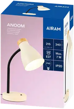 Airam Anoom pöytävalaisin E27 beige/puu - 2