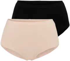 Pierre Robert naisten High Waist puuvilla alushousut 2-pack - Powder and Black - 1