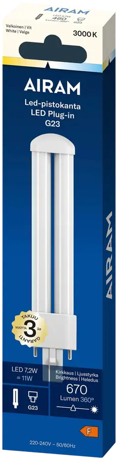 Airam Led pistokanta TC-S opaali 7,2W G23 670lm 3000K, box - 2