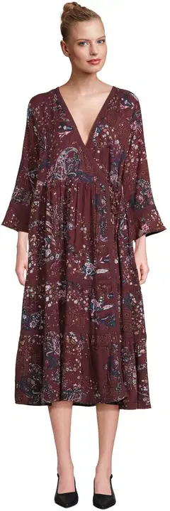 Margaux Riviera naisten kuviollinen midi kietaisumekko SOK-007 - WINE - 1
